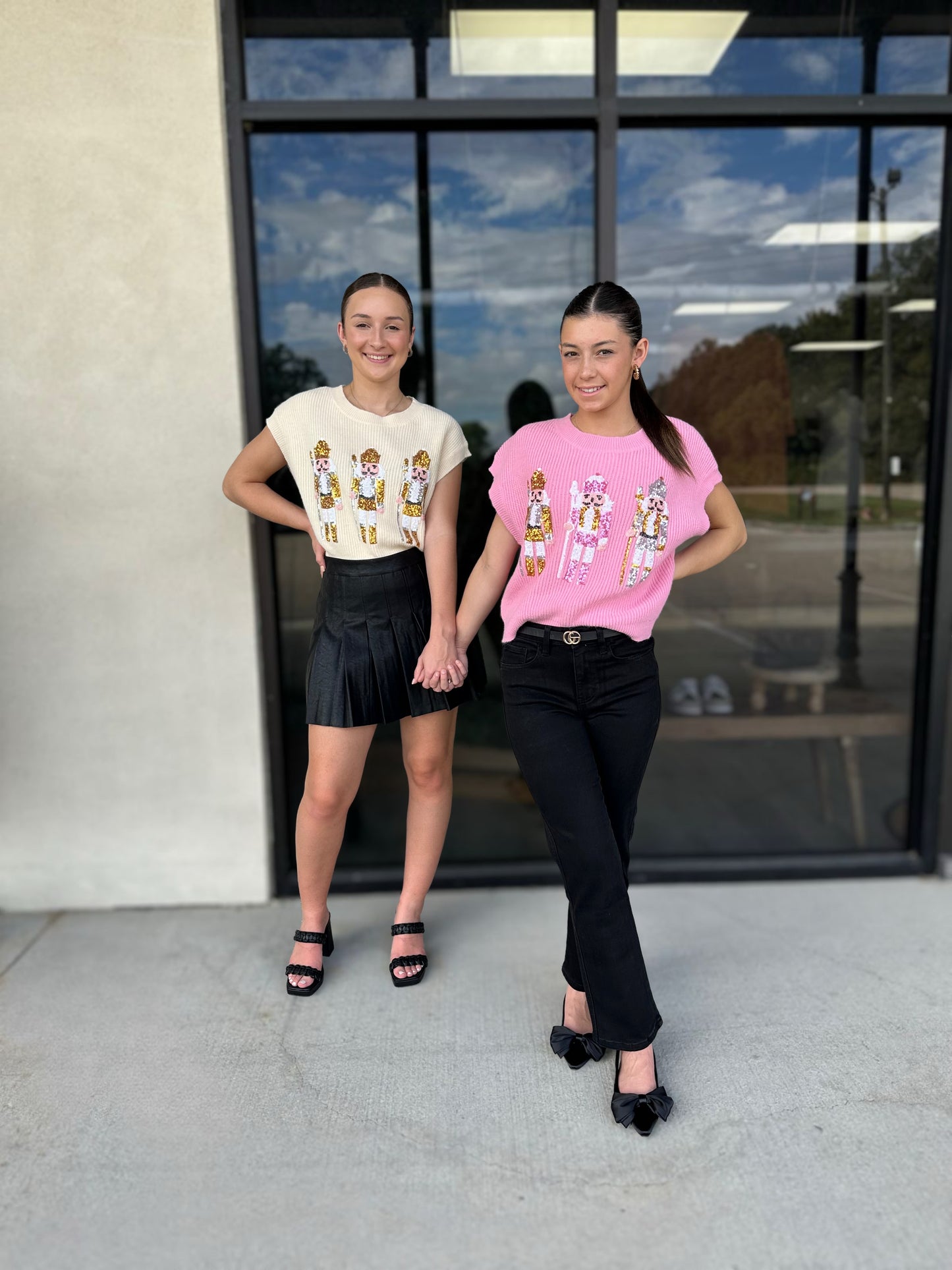 Sequin Soldier Sweater in Ivory