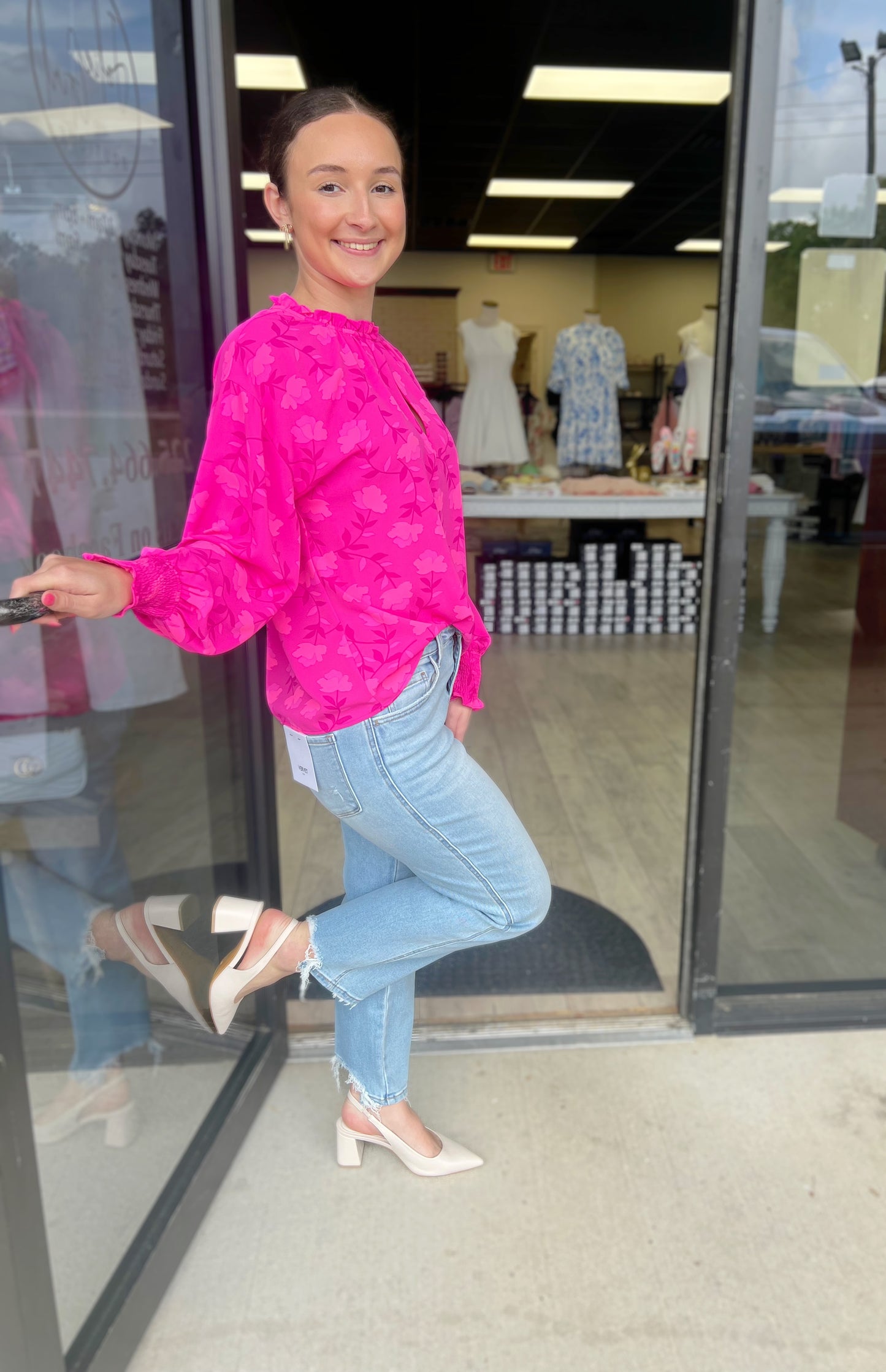 Floral & Fuchsia Blouse