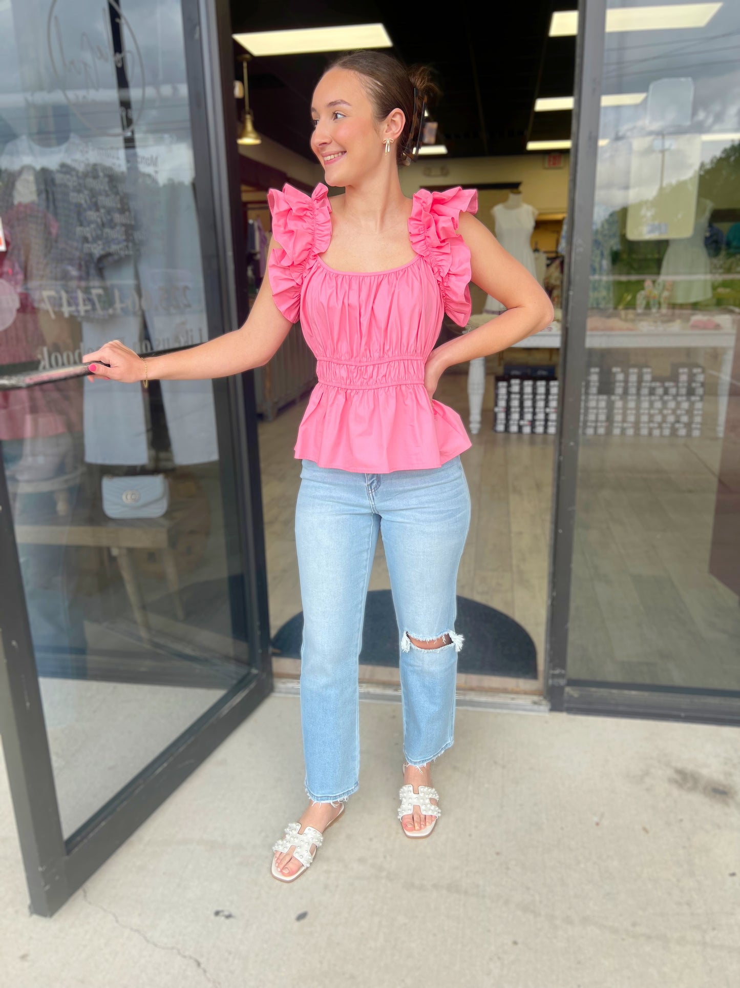 Pinkly Ruffled Blouse