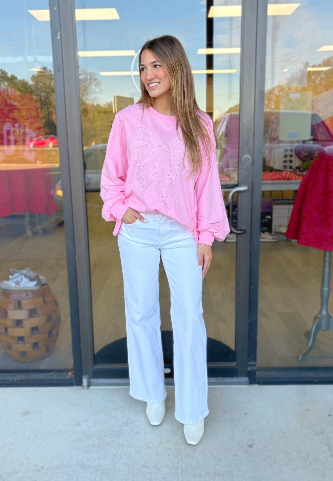 SMALL-Coquette Lace Sweatshirt