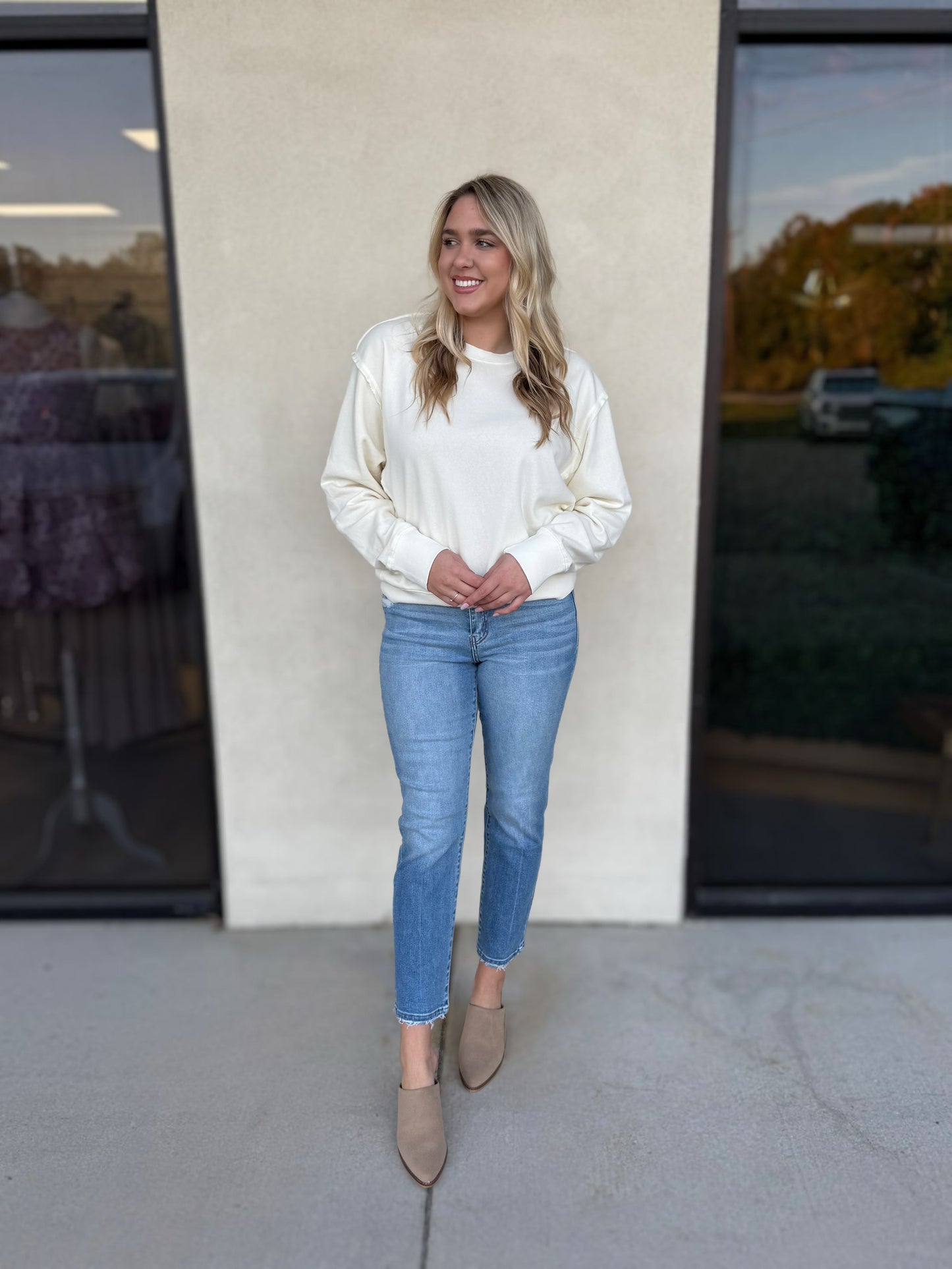 Casual Cream Sweatshirt