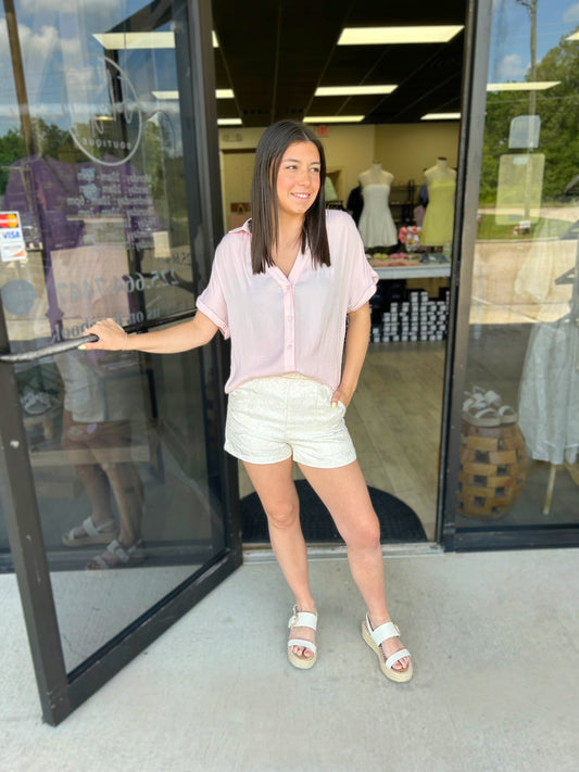 Cute in Baby Pink Blouse