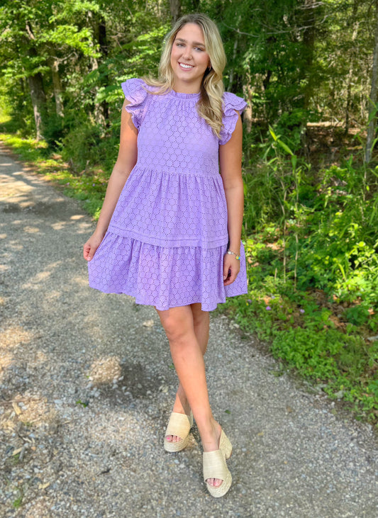 SMALL - Crochet in Lavender Dress