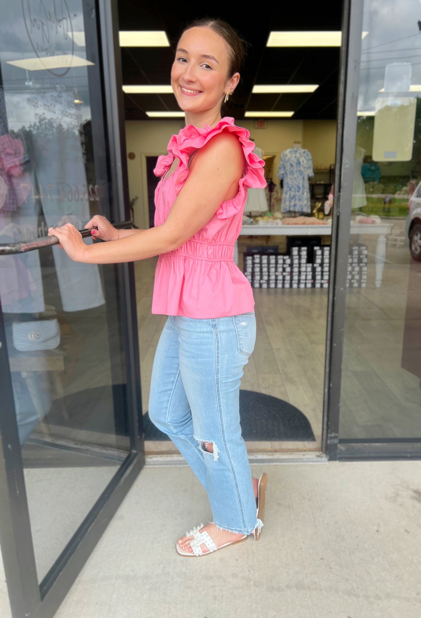 Pinkly Ruffled Blouse