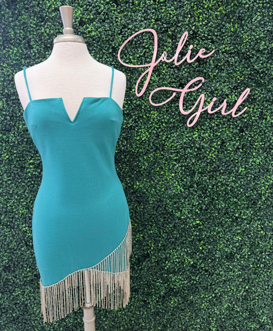 Raining Sparkles Dress in Teal