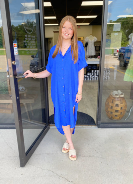 Cool in Cobalt Midi Dress