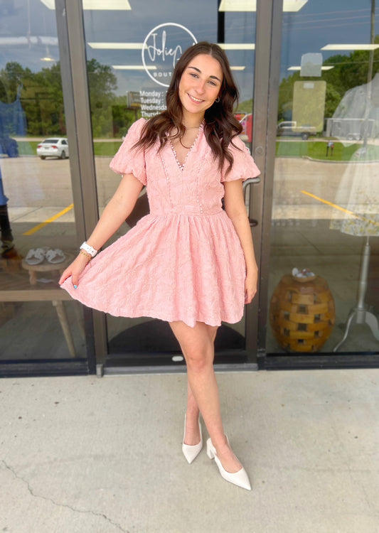 Textured in Tulle Floral Dress in Blossom