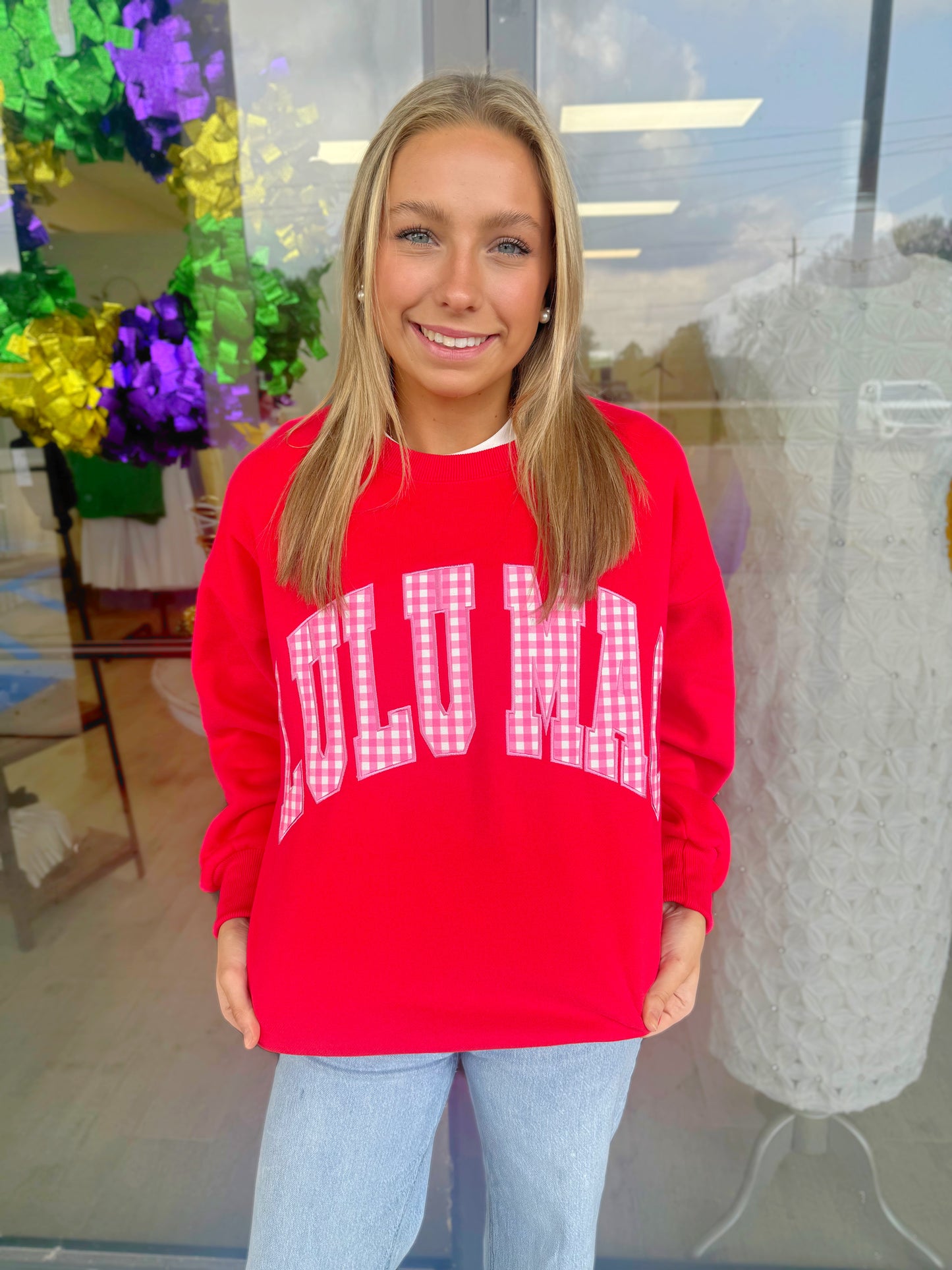 LARGE - LULU MAC Red w/ Pink Sweatshirt