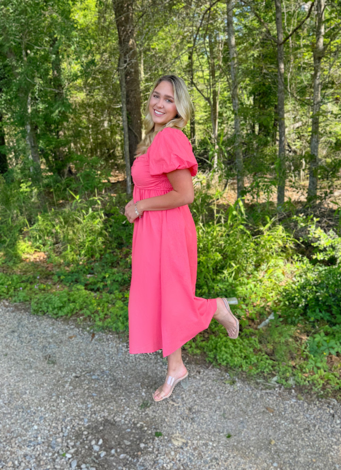 Casually Coral Midi Dress