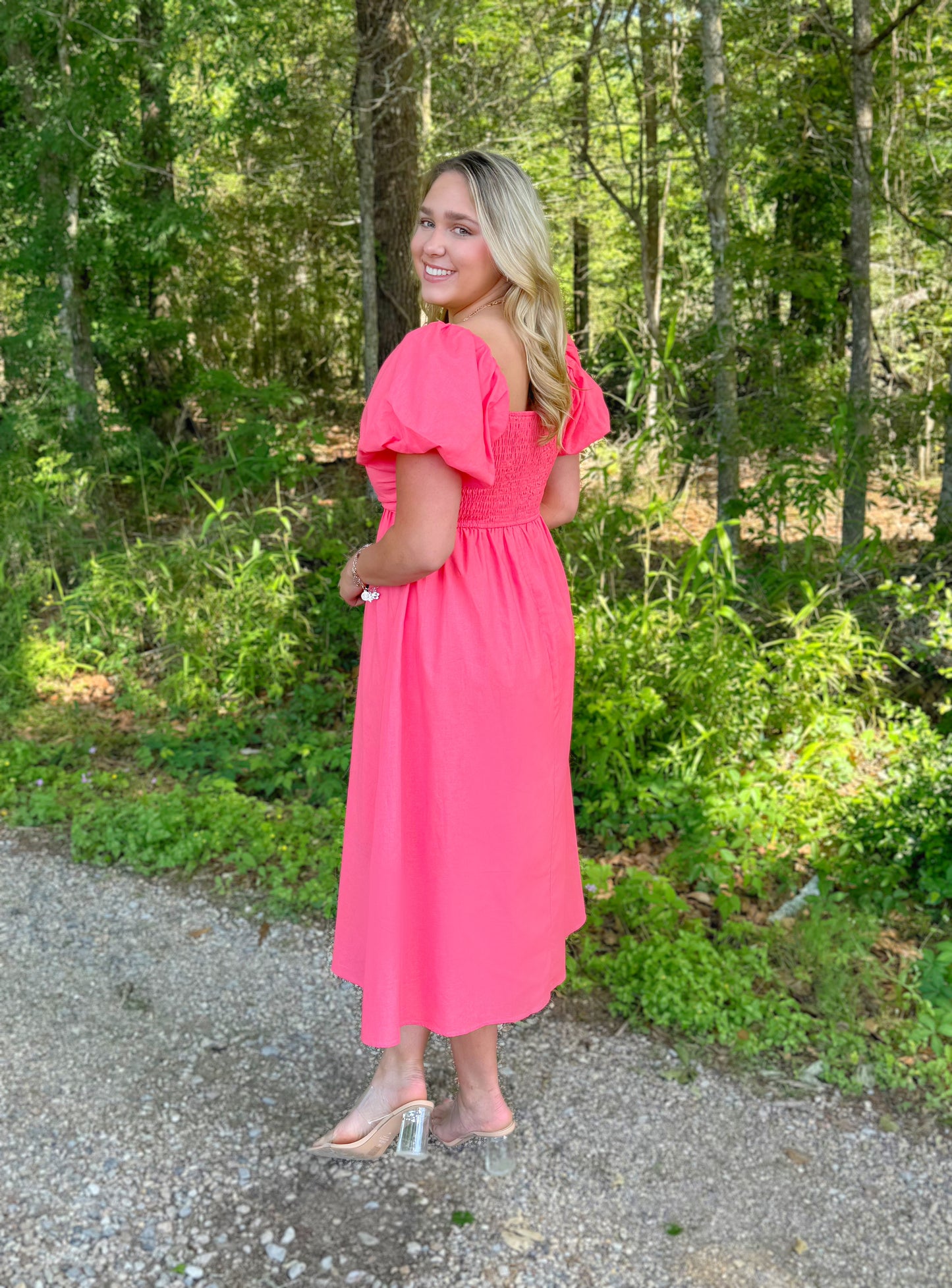Casually Coral Midi Dress