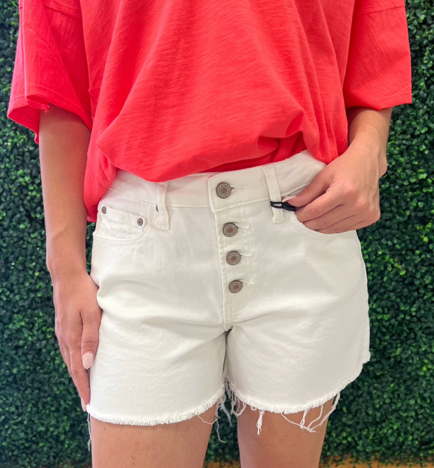 Zenana White Denim Shorts