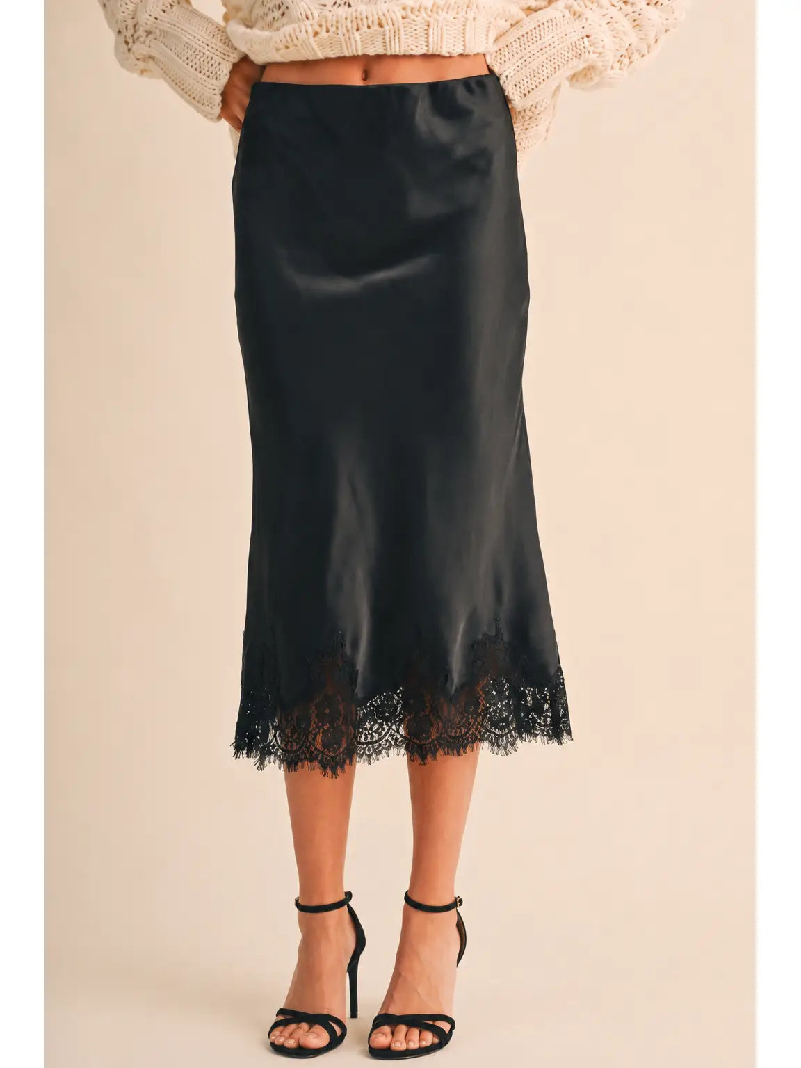 Fuli Satin Midi Skirt