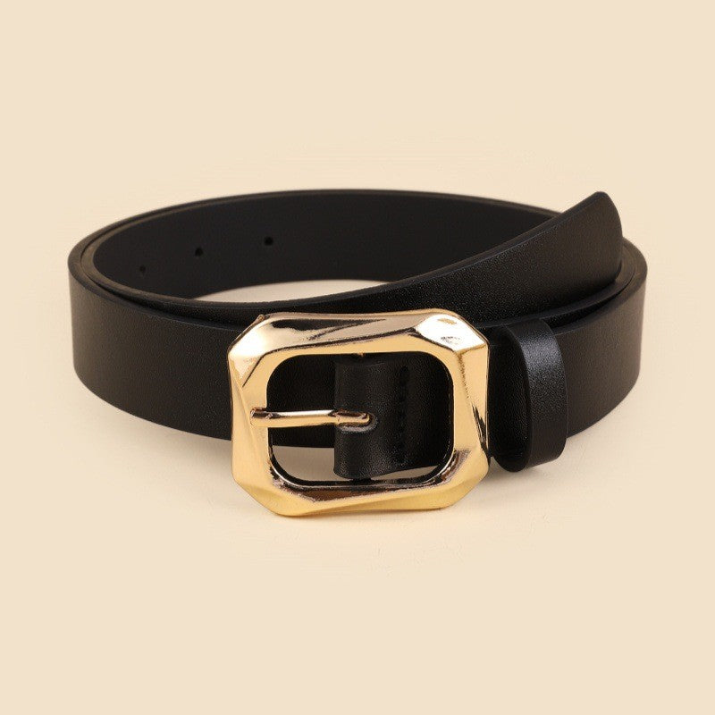 Square Buckle Leather Belt