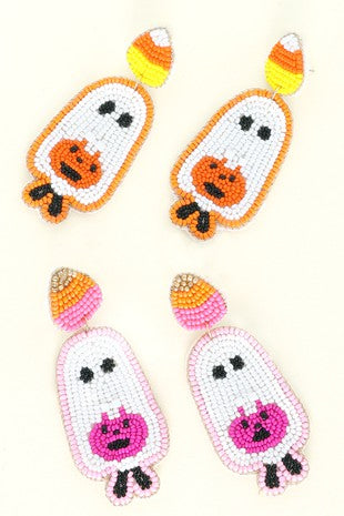 Candy Corn Ghost Earrings