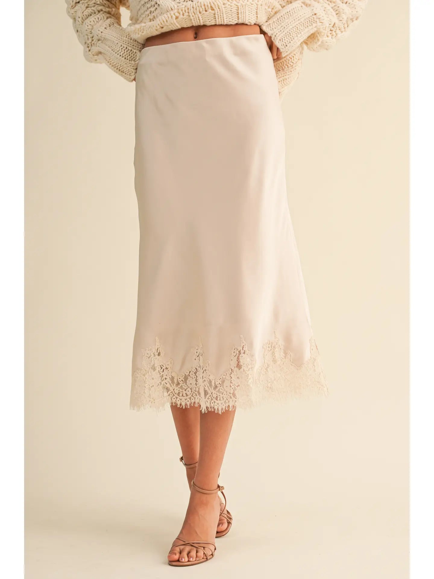 Fuli Satin Midi Skirt