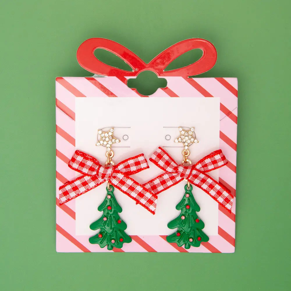 Checkered Christmas Earrings