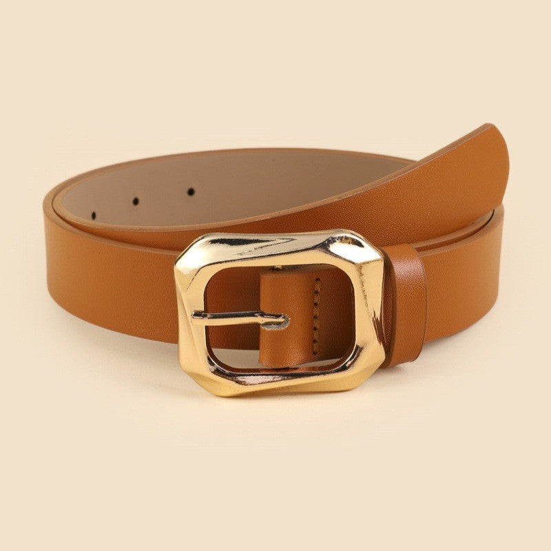 Square Buckle Leather Belt