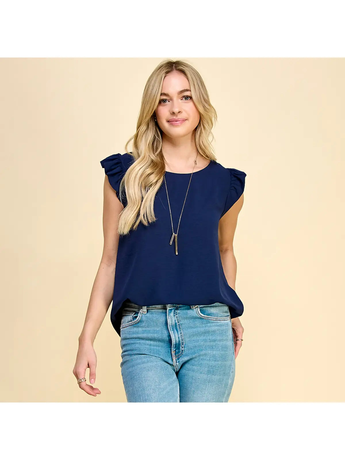 Ruffled in Navy Blouse