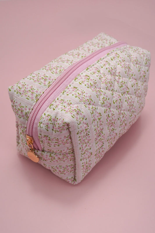 Pink Floral Cosmetic Pouch