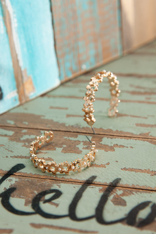 Flowered Pearl Stud Hoops