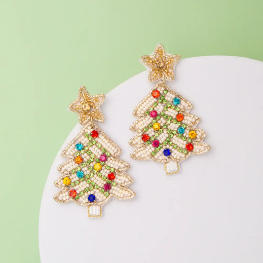 Gold Christmas Tree Earrings