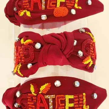 "Grateful" Beaded Headband