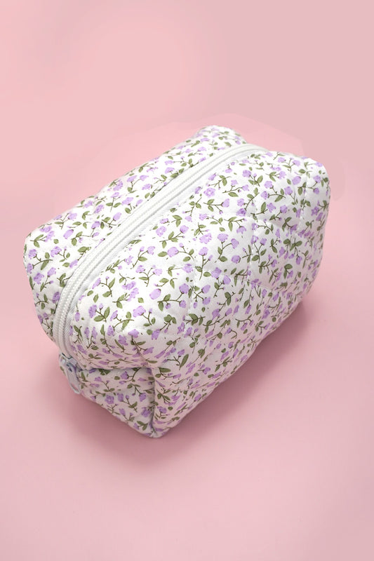 Lavender Floral Cosmetic Pouch