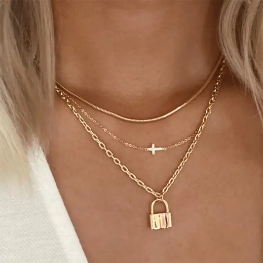 Lock & Cross Necklace