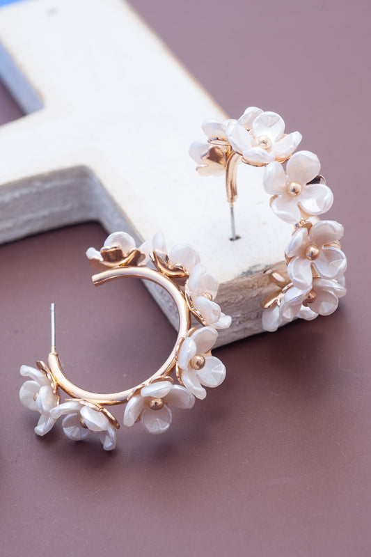 Pearl Blossom Hoops