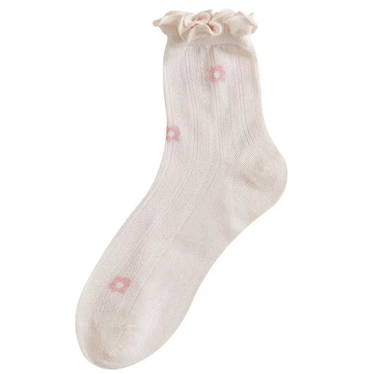 Floral Print Ruffle Socks
