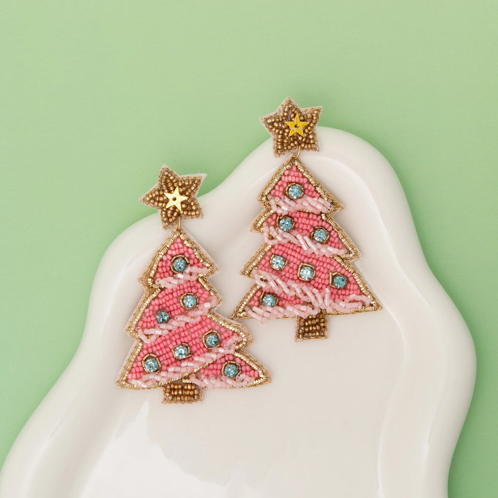 Pink Tree Topper Earrings