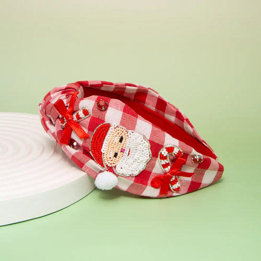 Gingham Santa Headband