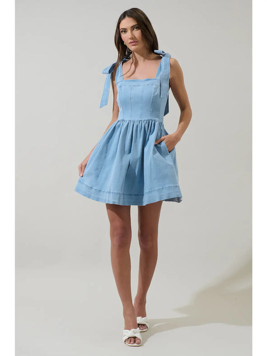 X-SMALL - Sujey Denim Mini Dress