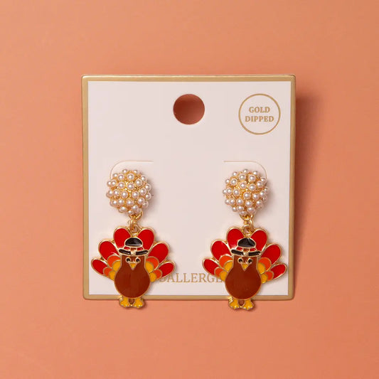 Turkey & Pearl Earrings