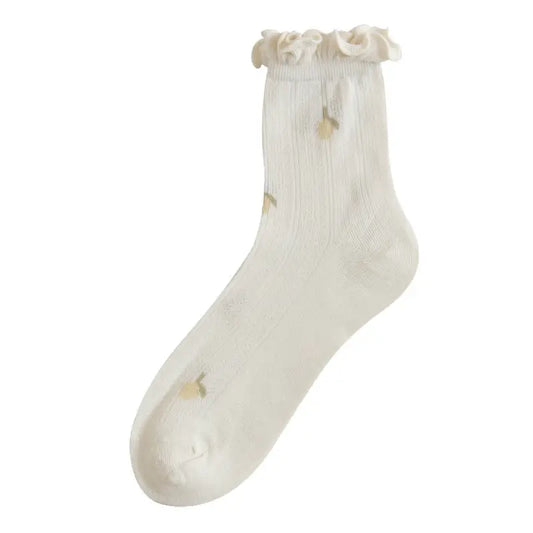Floral Print Ruffle Socks
